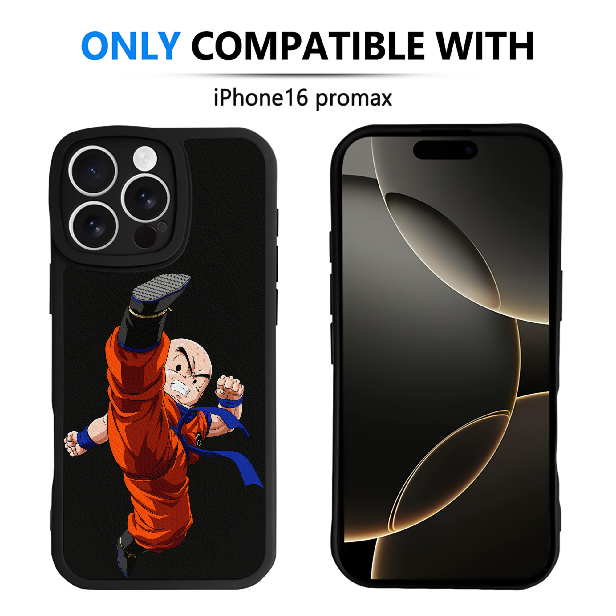 （画像用） ドラゴンボール クリリン DRAGON BALL krillin 【iPhone 16シリーズ対応】シリコンスマホケース（レザー調） 材質：シリコン